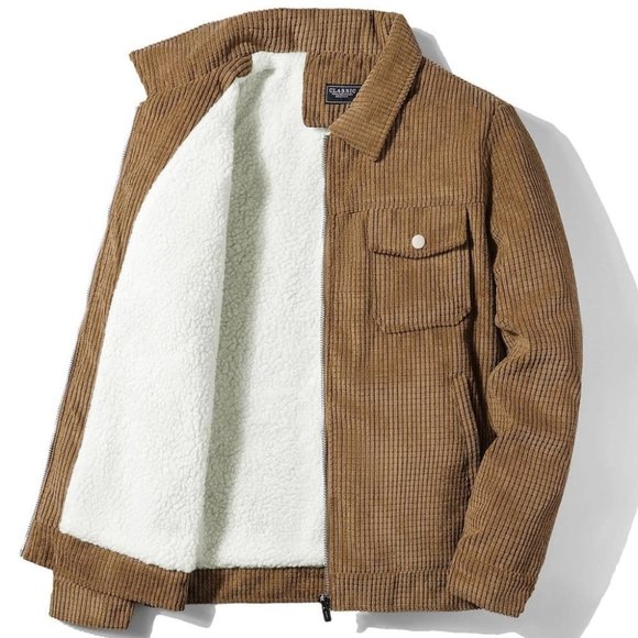 Other - Casual Camel Men's Teddy Lined Corduroy Jacket w/F